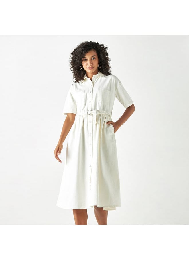 Lee Cooper Lee Cooper Denim Shirt Dress with Pockets and Belt  - Image 1