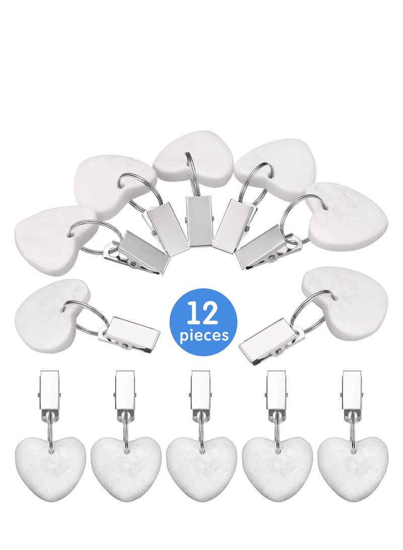 SYOSI Tablecloth Weights Clip,Marble Heart-Shaped Weights,Stainless Steel Clips - Set of 12,Keep Your Tablecloth Secure(White) - Image 3