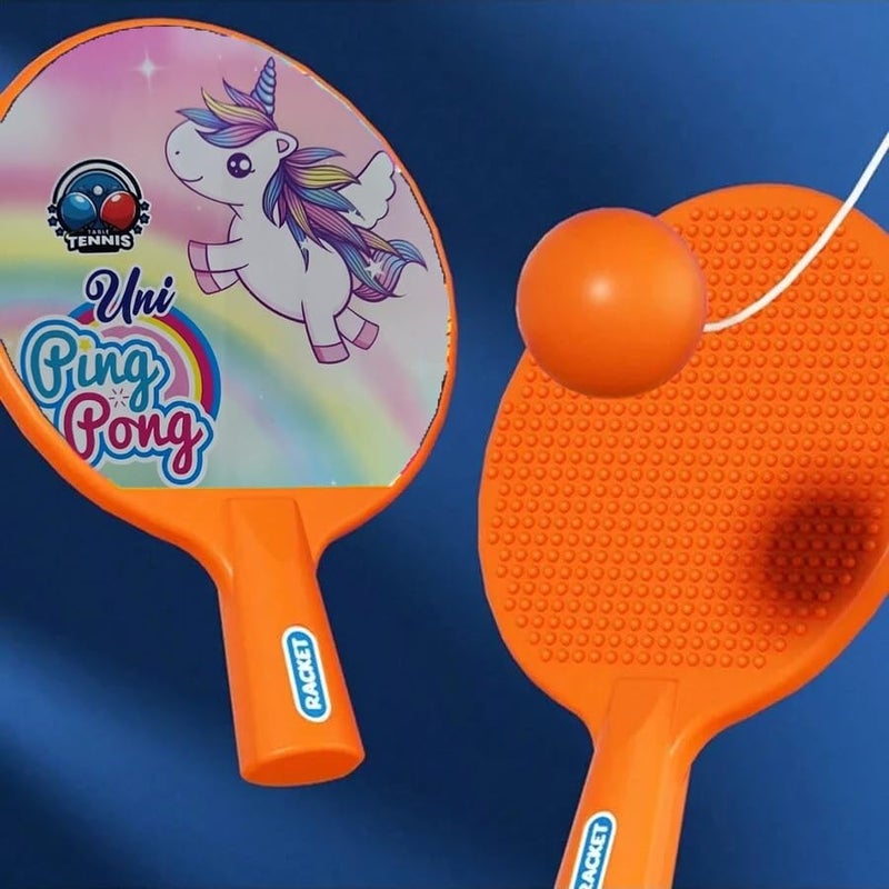 Braintastic مجموعة تدريب تنس الطاولة للأطفال والبالغين (وحيد القرن) للاعبين 2، 18 سم، 15 سم - Image 4