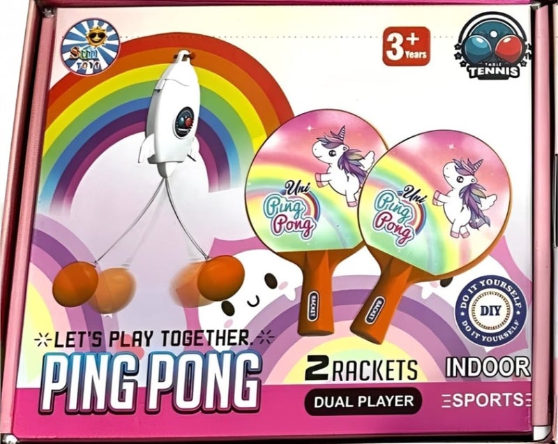 Braintastic مجموعة تدريب تنس الطاولة للأطفال والبالغين (وحيد القرن) للاعبين 2، 18 سم، 15 سم - Image 5