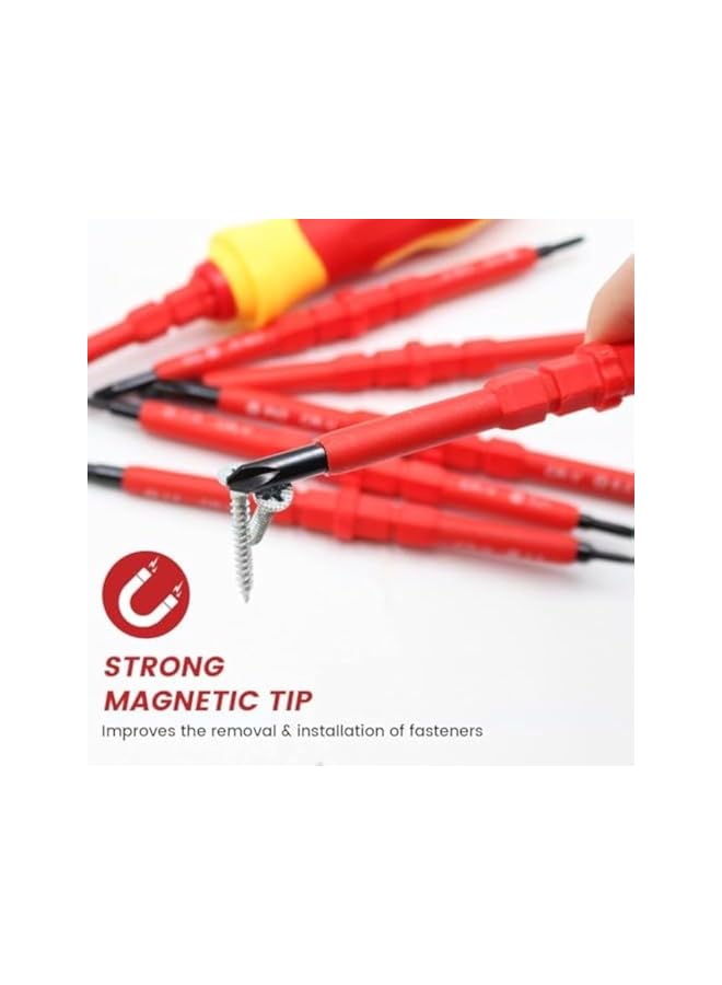 PROMASS 14Pcs Insulated Screwdriver Set, 7 in 1 Magnetic Screwdriver Tool Kit, Electrician Multifunctional Interchangeable Chrome Vanadium Screwdrivers, Professional Cushion Grip, for Computer, Phone and more  - Image 3