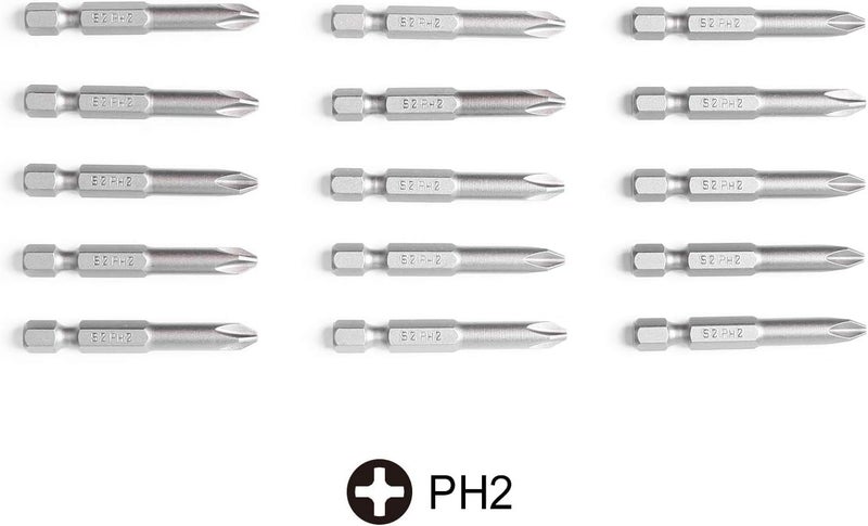 Protorq Phillips 2 screwdriver bits,2 inch, 15 pieces, with Storage Case - Image 1