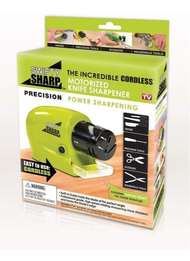 Swifty Sharp - Sharp Cordless Motorized Knife Blade Sharpener – Portable Electric Knife Sharpener for Precision Sharpening – Ideal for Kitchen, Outdoor, and DIY Use – Quick,, Easy, and Efficient Blade Restoration. - Image 1