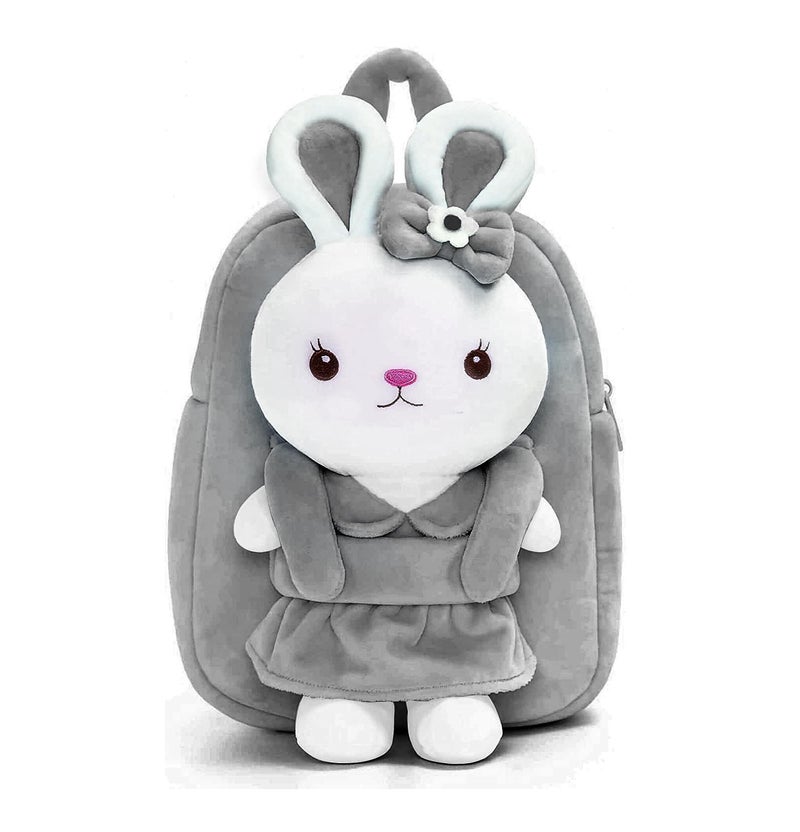 Frantic Kids Soft Animal Cartoon Travelling School Bag Soft Plush 1 Compartment Backpacks Boys Girls Baby for 2 to 5 Years Baby/Boys/Girls Nursery, Preschool, Picnic (FullBodyGreyRabbit) - Image 2