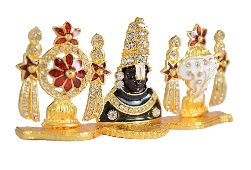 GCT Tirupati Balaji Idol Lord Venkateswara Idol B122 Color Metal Statue for Home Dcor Car Dashboard Mandir Pooja Murti Temple Puja Office Table Showpiece - Image 3