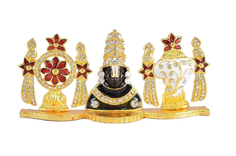 GCT Tirupati Balaji Idol Lord Venkateswara Idol B122 Color Metal Statue for Home Dcor Car Dashboard Mandir Pooja Murti Temple Puja Office Table Showpiece - Image 1