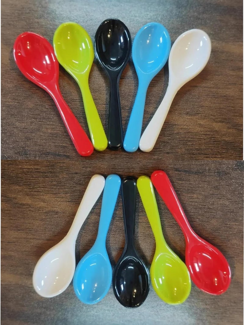 TOP TRICK ملعقة توبيك تريك الصغيرة مجموعة ملاعق توابل بلاستيكية ملعقة قهوة شاي سكر وملعقة توابل صغيرة مجموعة من 10 قطع حجم 3 بوصات - Image 2