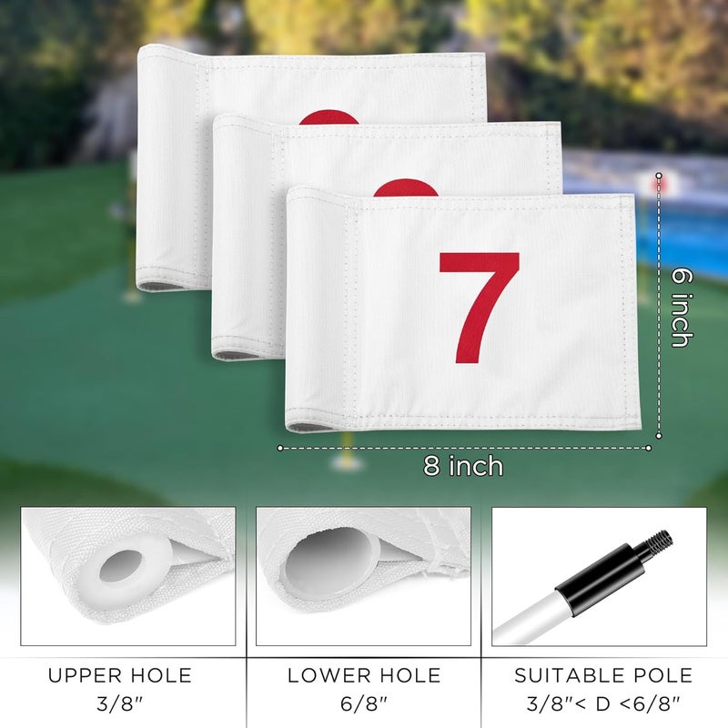 KINGTOP Numbered Golf Flag All 8x6 Inch – Upgraded Dual-Layer 420D Nylon, Double Sided Printing, Tube Inserted – Mini Practice Putting Green Flags for Yard - Image 3