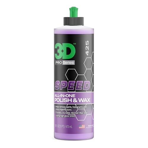 3D Speed AllInOne Polish Wax Scratch Swirl Remover Clear Coat Safe Paint Sealant High Gloss Finish Easy Application 16oz Made in USA