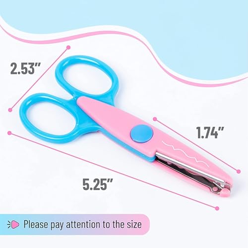 KRAFTMASTERS 2 Pieces Art and Craft Kids Zig Zag Scissors, Safety Design Pattern Scissors for Kids Toddler Adults, Crafting Scrapbooking Supplies for School, 5.25x2.53 Inches, Assorted - Image 4