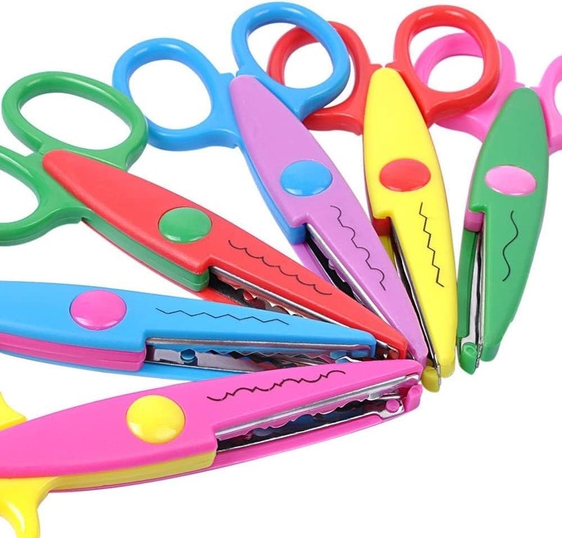 KRAFTMASTERS 2 Pieces Art and Craft Kids Zig Zag Scissors, Safety Design Pattern Scissors for Kids Toddler Adults, Crafting Scrapbooking Supplies for School, 5.25x2.53 Inches, Assorted - Image 2
