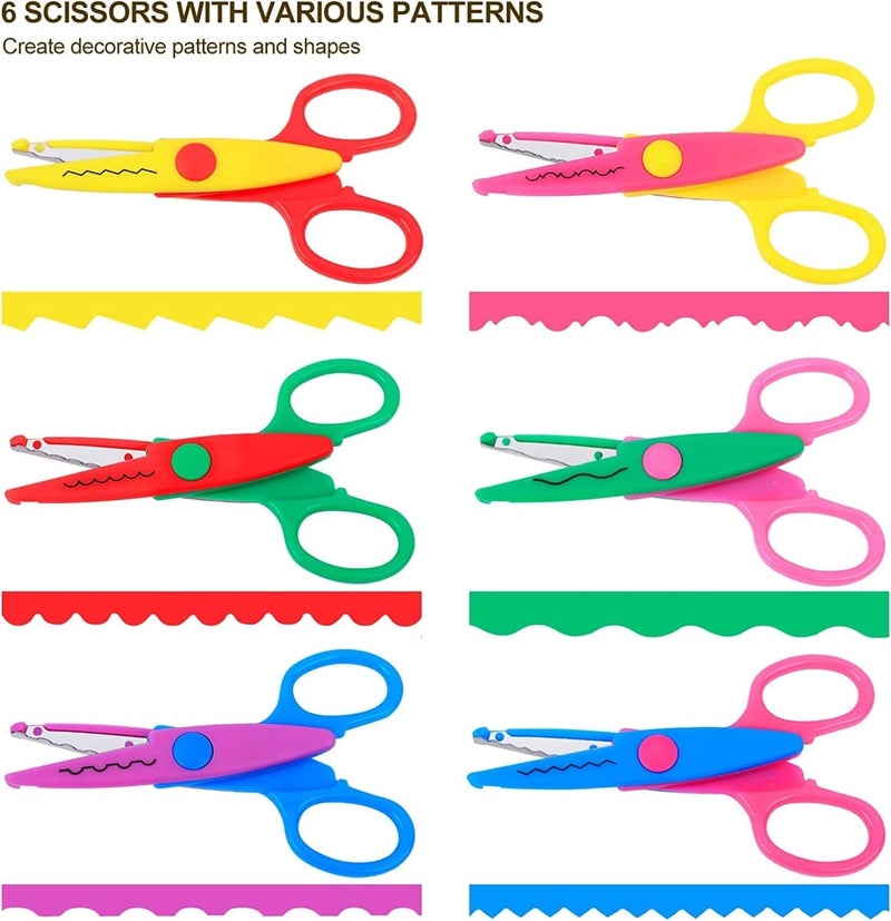 KRAFTMASTERS 2 Pieces Art and Craft Kids Zig Zag Scissors, Safety Design Pattern Scissors for Kids Toddler Adults, Crafting Scrapbooking Supplies for School, 5.25x2.53 Inches, Assorted - Image 3