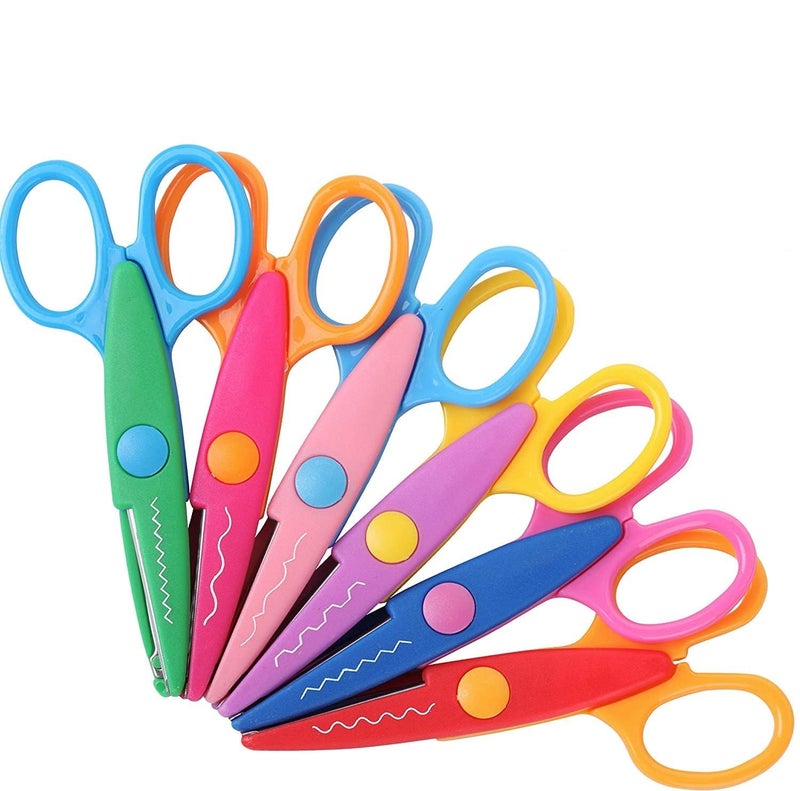 KRAFTMASTERS 2 Pieces Art and Craft Kids Zig Zag Scissors, Safety Design Pattern Scissors for Kids Toddler Adults, Crafting Scrapbooking Supplies for School, 5.25x2.53 Inches, Assorted - Image 1