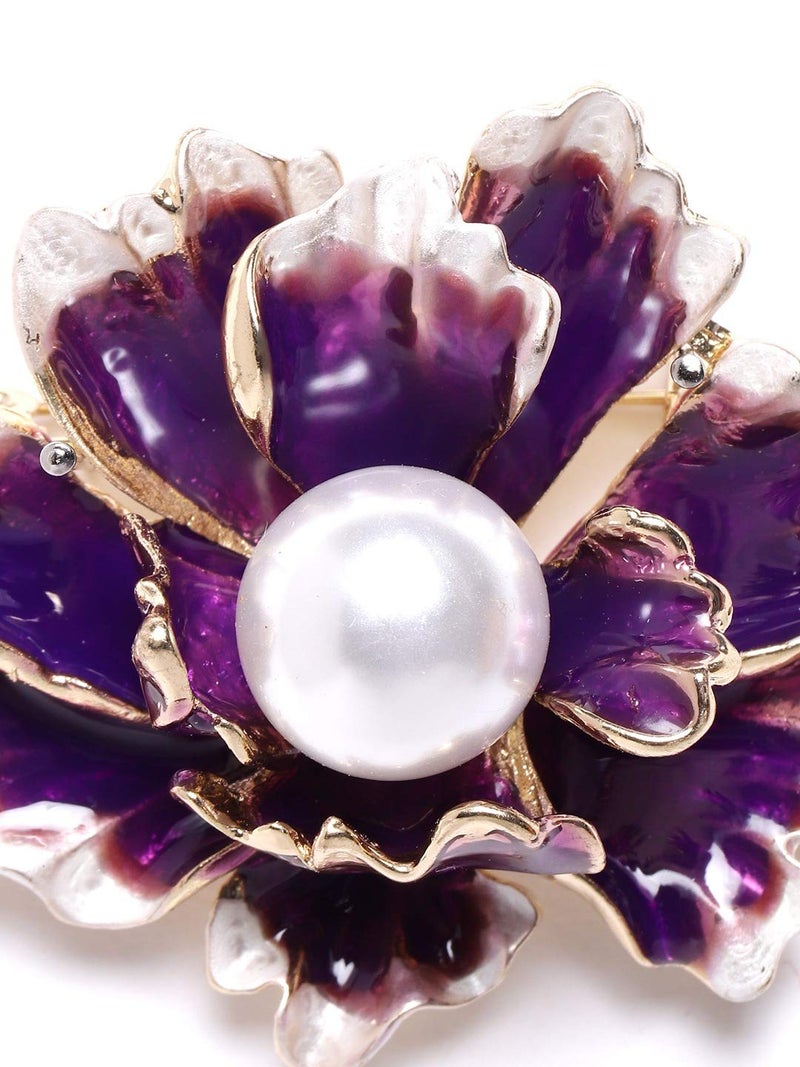 YouBella Jewellery Latest Stylish Crystal Unisex Floral Brooch for Wedding/Party for Women/Girls/Men (Purple) - Image 2