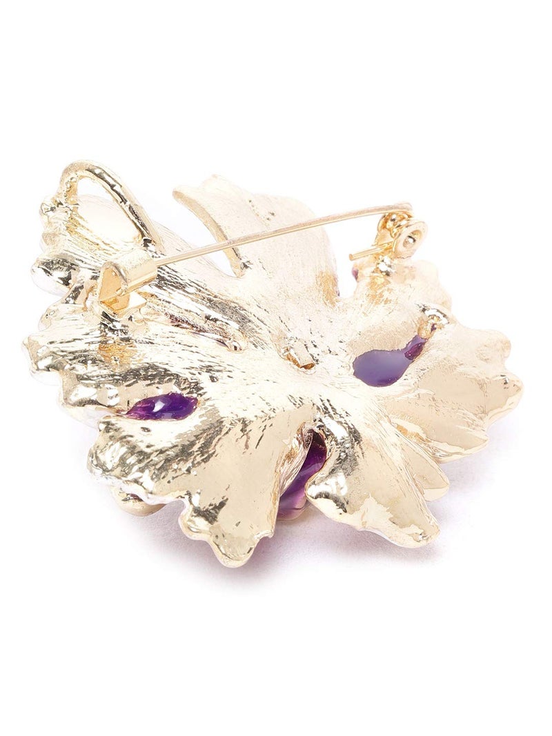 YouBella Jewellery Latest Stylish Crystal Unisex Floral Brooch for Wedding/Party for Women/Girls/Men (Purple) - Image 4