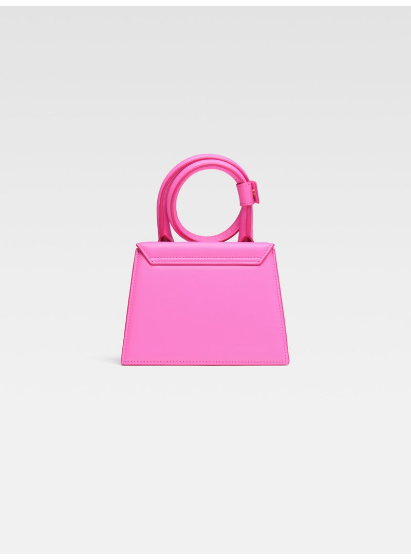 JACQUEMUS The knot Chiquito Coiled Leather Handbag With Detachable Shoulder Strap, Women's Cross-Body Bag, Women's Hand Bag, Women's Shoulder Bag, Women's Tote Bag, Women's Travel Bag, Neon-Pink-18cm - Image 4