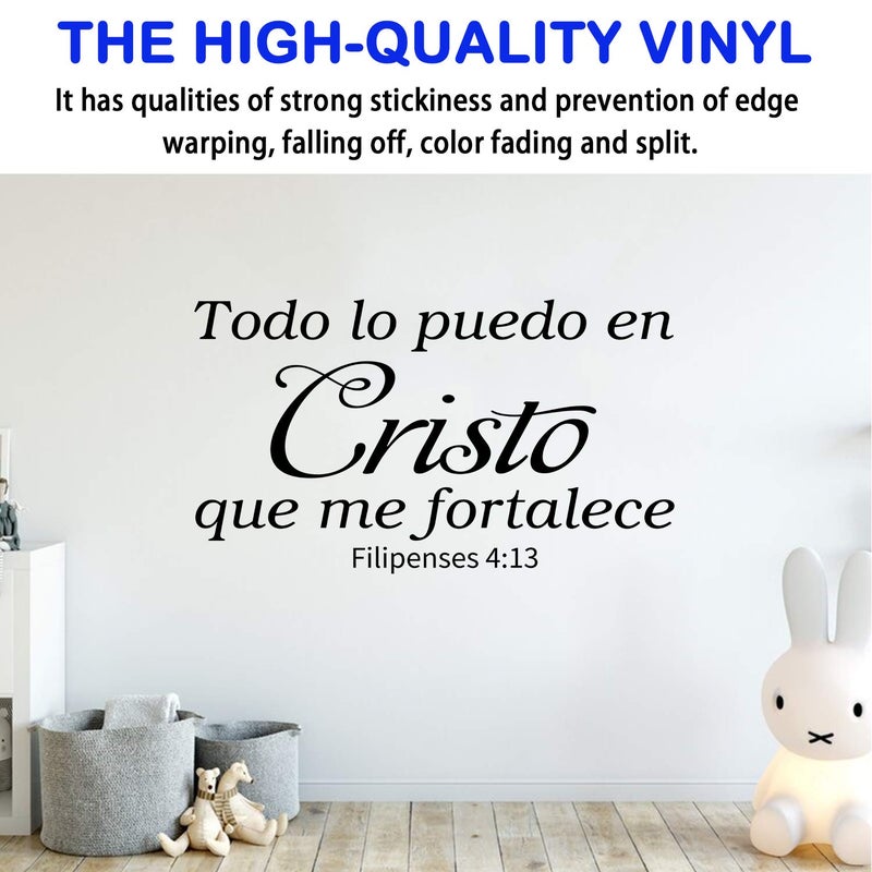 AnFigure Wall Decals Quotes  Bible Verse Wall Decal  (Easy to Apply)  Scripture Inspirational Positive Vinilos Decorativos Para Pared  Frases Para Decorar Pared En Espaol  Dios Biblicos Calcomanias Quotes Home Art Decor Vinyl Stickers Spanish  Todo Lo Puedo En Cristo Que Me Fortalece 35""x20"" - Image 2