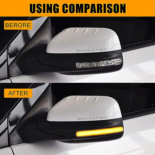 doiplent [2pcs] Side Mirror Turn Signal Lights for Ford Explorer 2011-2019 Replacement# BB5Z-13B375-A, BB5Z13B375A Sequential Dynamic Mirror Turn Signal Lights Assemely-Smoked Lens - Image 4