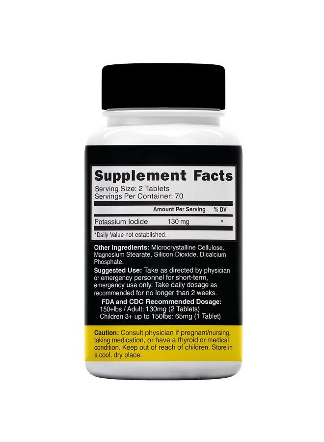 Potassium Iodide Radiation Tablets 130 Mg (2 Pack) (280 Tablets) Exp 10/2032 Potassium Iodine Tablets For Radiation Ki Pills Potassium Iodine Pills Yodo Naciente Anti Nuclear Fallout Pills