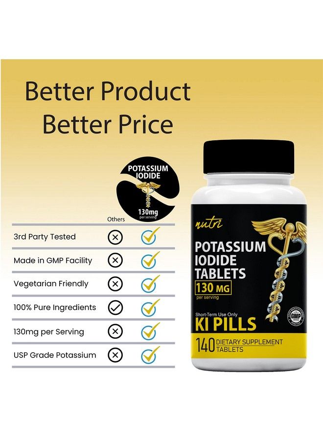 Potassium Iodide Radiation Tablets 130 Mg (2 Pack) (280 Tablets) Exp 10/2032 Potassium Iodine Tablets For Radiation Ki Pills Potassium Iodine Pills Yodo Naciente Anti Nuclear Fallout Pills