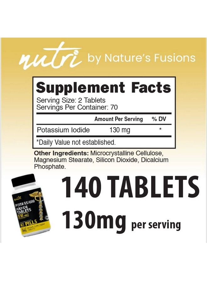 Potassium Iodide Radiation Tablets 130 Mg (2 Pack) (280 Tablets) Exp 10/2032 Potassium Iodine Tablets For Radiation Ki Pills Potassium Iodine Pills Yodo Naciente Anti Nuclear Fallout Pills