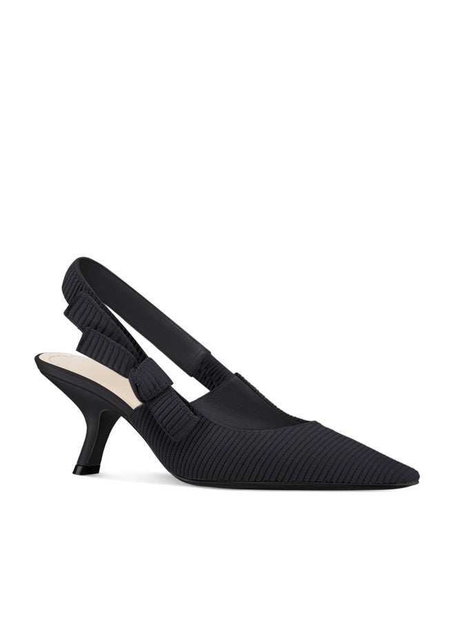 Coutgo Womens Slingback Kitten Heels Closed Pointed Toe Bowknot Knitted Slip On Work Pumps Dress Shoes, Black, Size 6.5 - Image 1