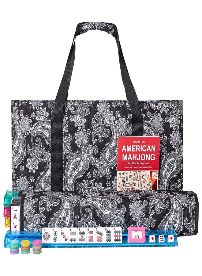 GUSTARIA American Mahjong Game Set, 166 Quality White Tiles, 4 All-in-One Color Rack/Pushers, Complete Mahongg Tile Set Black Printed Carrying Bag - Image 1