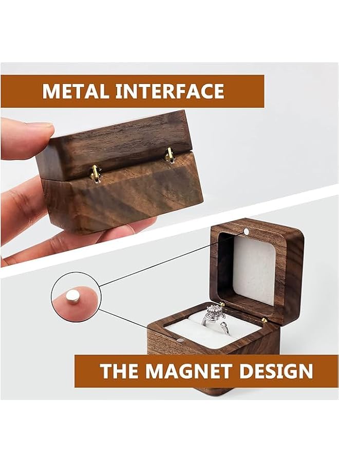 The Bros Personalized Wooden Ring Box, Single Slot Mini Engagement Ring Box, Square Wedding Ring Box, Elegant Vintage Wedding Ring Box (White)  - Image 5
