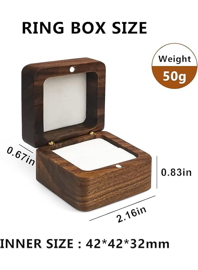 The Bros Personalized Wooden Ring Box, Single Slot Mini Engagement Ring Box, Square Wedding Ring Box, Elegant Vintage Wedding Ring Box (White)  - Image 3