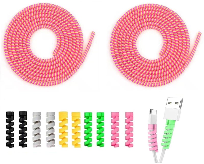 LOOPRED Spiral Cable Protector, Chargers Cable Protector Data Cable Protective Sleeve, Headphone Saver, Charger Protective Cover for Phone USB Prevent Pets from Biting The Cable (Red) - Image 1