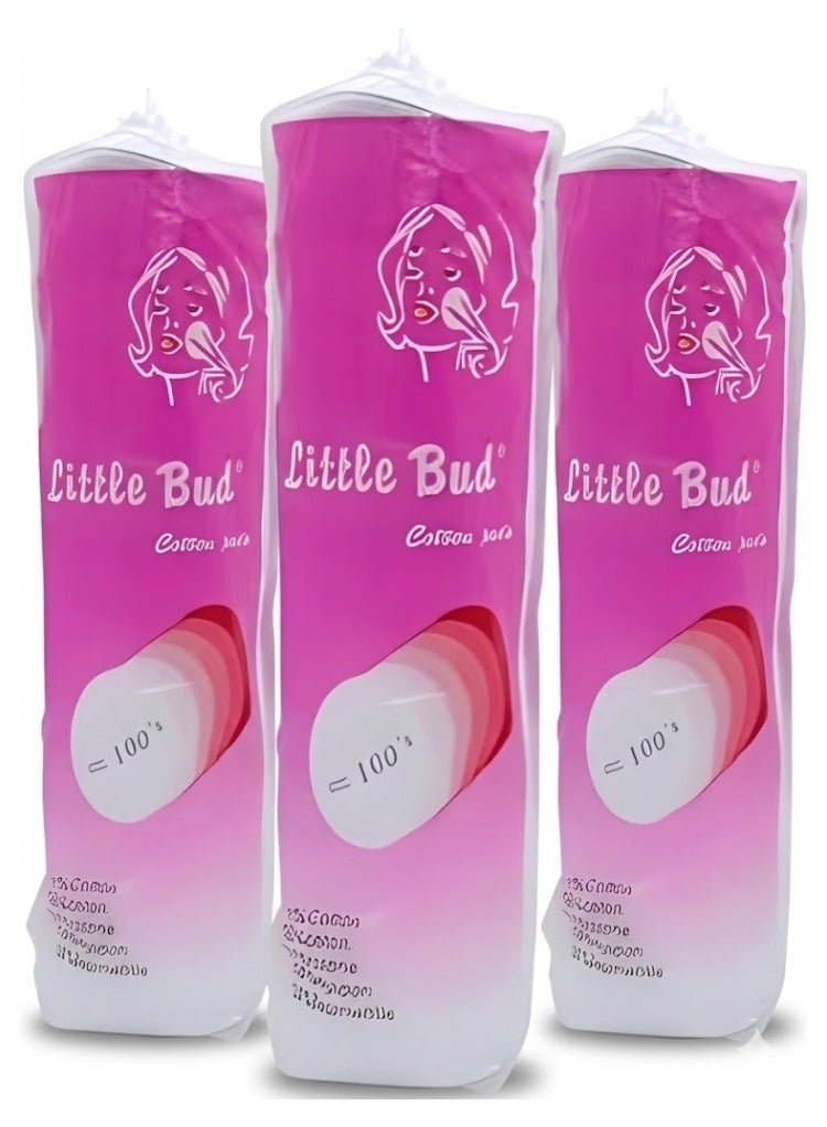 3 Pieces Cotton Rounds Makeup Remover Pads 3*100 Pieces - Image 1