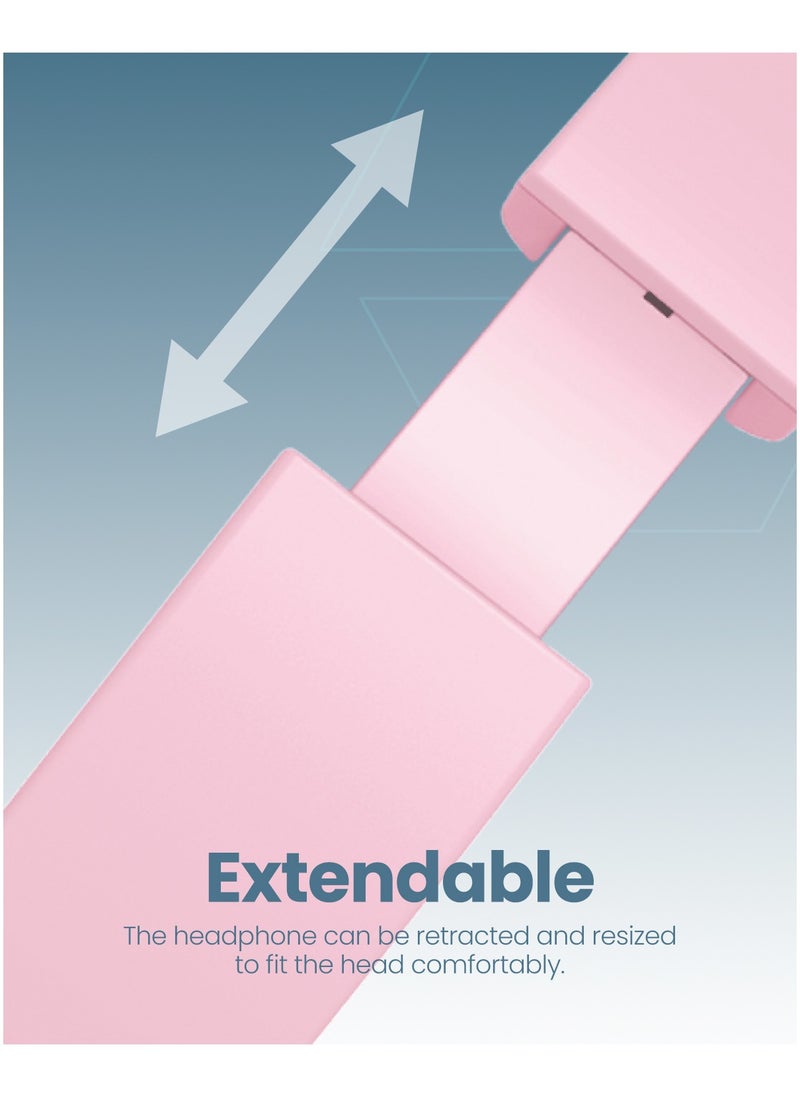 Moxedo Moxedo Tiny Tunes Wired On-Ear Headphone with In-Line Remote Built-in Microphone Adjustable Foldable Design Stereo Headphone 93dB Compatible for iPad/Phone/Tablet and Other Devices (Pink)  - Image 4