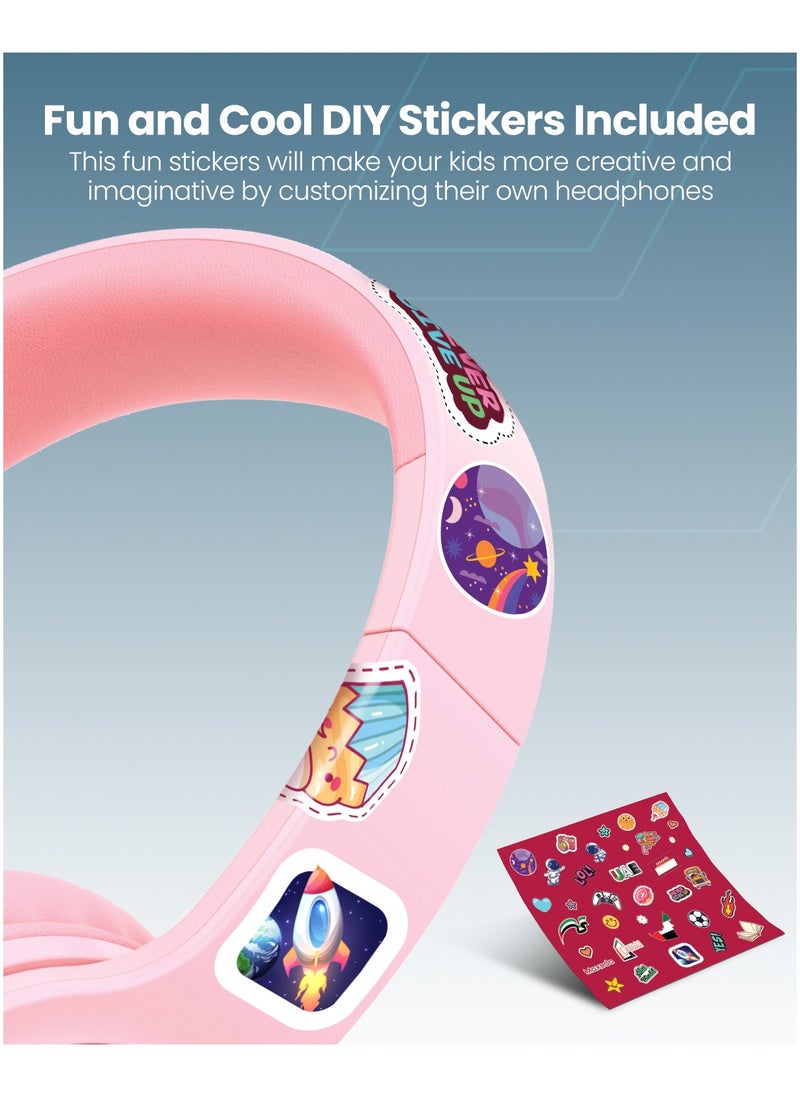 Moxedo Moxedo Tiny Tunes Wired On-Ear Headphone with In-Line Remote Built-in Microphone Adjustable Foldable Design Stereo Headphone 93dB Compatible for iPad/Phone/Tablet and Other Devices (Pink)  - Image 5