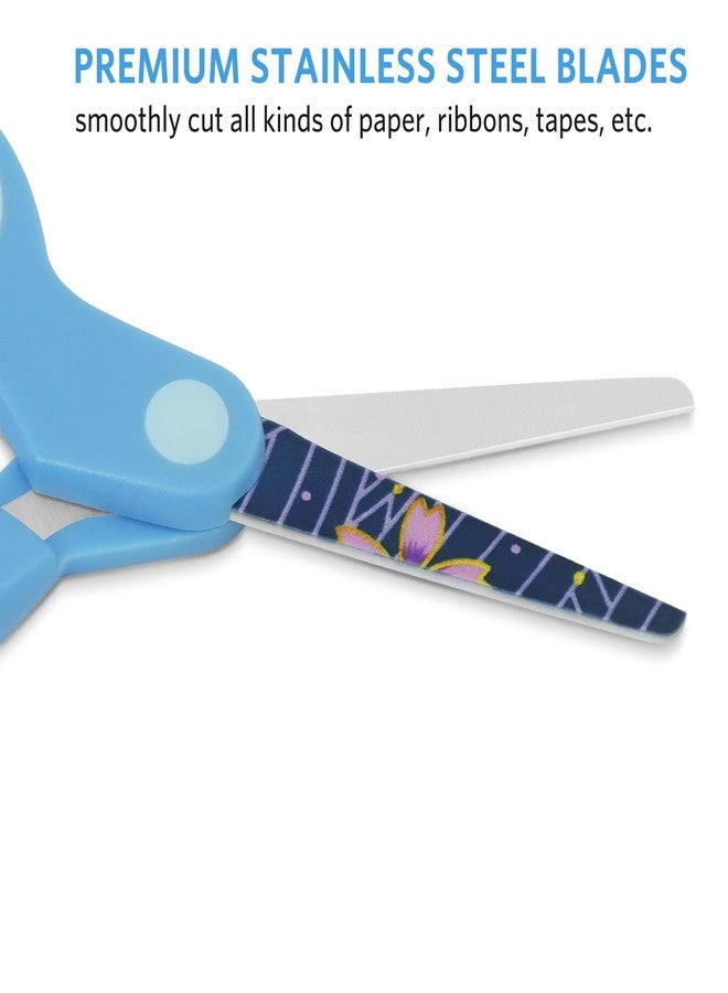 Asdirne Left Kids Scissors, Safety Children Scissors with Blunt Tip, Blades with Pattern, Great for Home and School, Assorted Color, 13.5cm, 3 Pack - Image 5