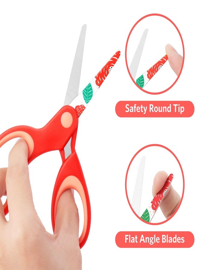 Asdirne Left Kids Scissors, Safety Children Scissors with Blunt Tip, Blades with Pattern, Great for Home and School, Assorted Color, 13.5cm, 3 Pack - Image 3