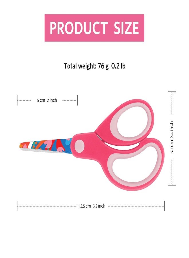 Asdirne Left Kids Scissors, Safety Children Scissors with Blunt Tip, Blades with Pattern, Great for Home and School, Assorted Color, 13.5cm, 3 Pack - Image 4