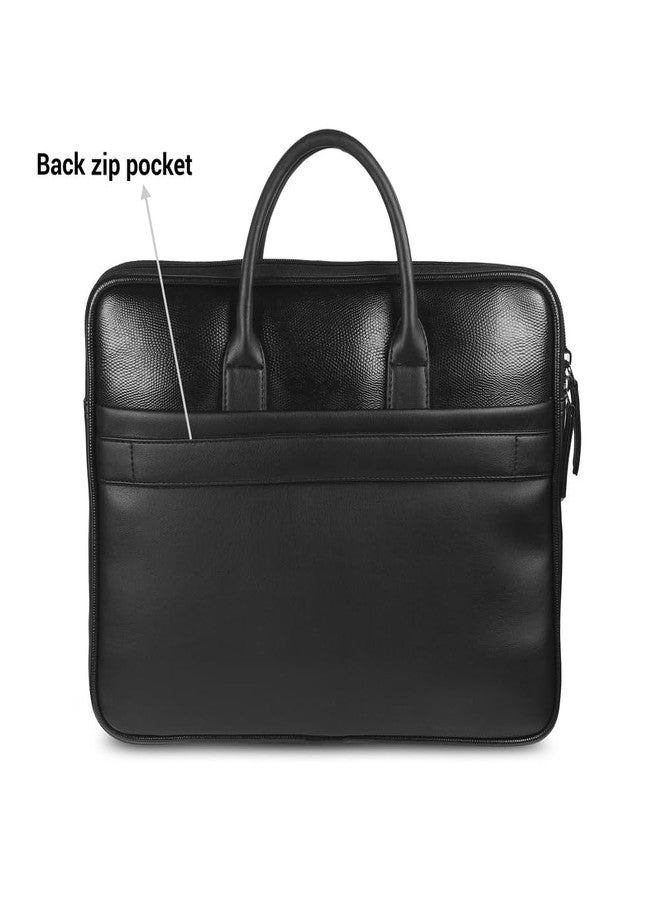 Mochi Unisex Black Faux Leather Laptop Bag | Premium Metal Logo Office Bag for Men Women | Light Weight Multiple Compartments Business Bag | Professional Laptop Bags | Size 10 | Premium Quality - Image 4