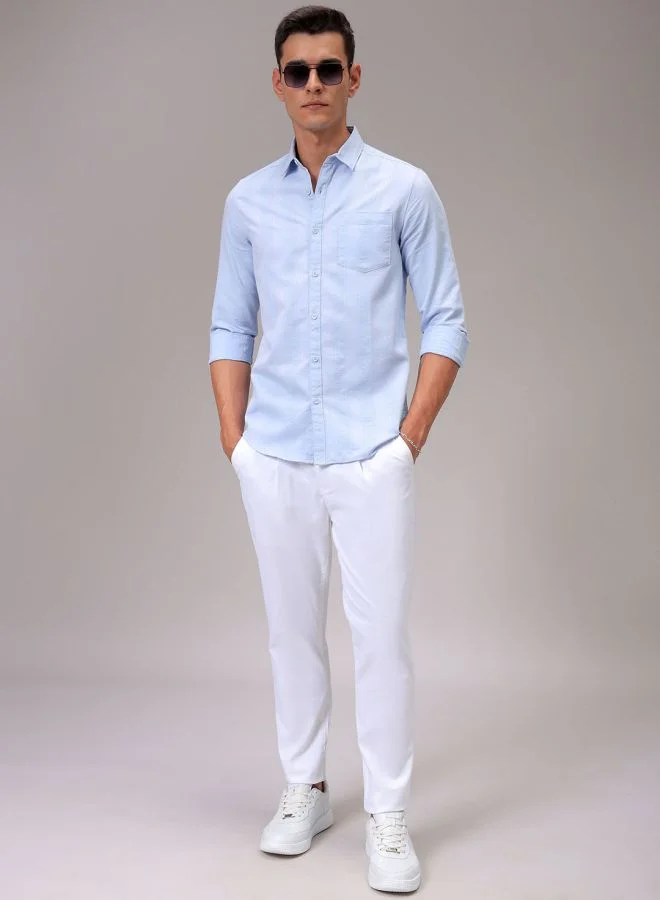 شركة المرآب الهندية Men Slim Fit Striped Full Sleeves Cutaway Collar Casual Shirt