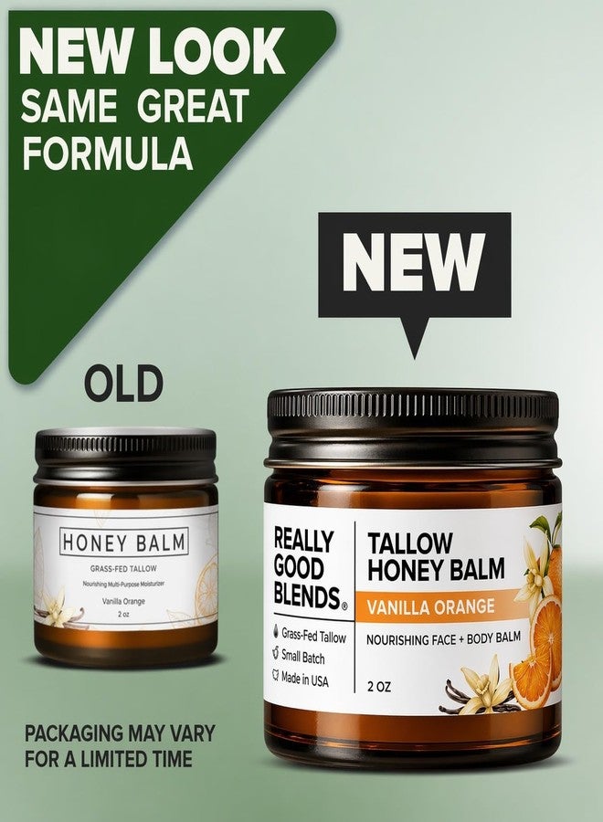 Really Good Blends مزيج رائع حقاً - بلسم العسل والشحم، زبدة الجسم العضوية، شحم البقر الذي يتغذى على العشب للبشرة، مرطب طبيعي مهدئ للجسم والوجه | صنع في الولايات المتحدة الأمريكية - 2 أونصة (فانيليا وبرتقال) - Image 3