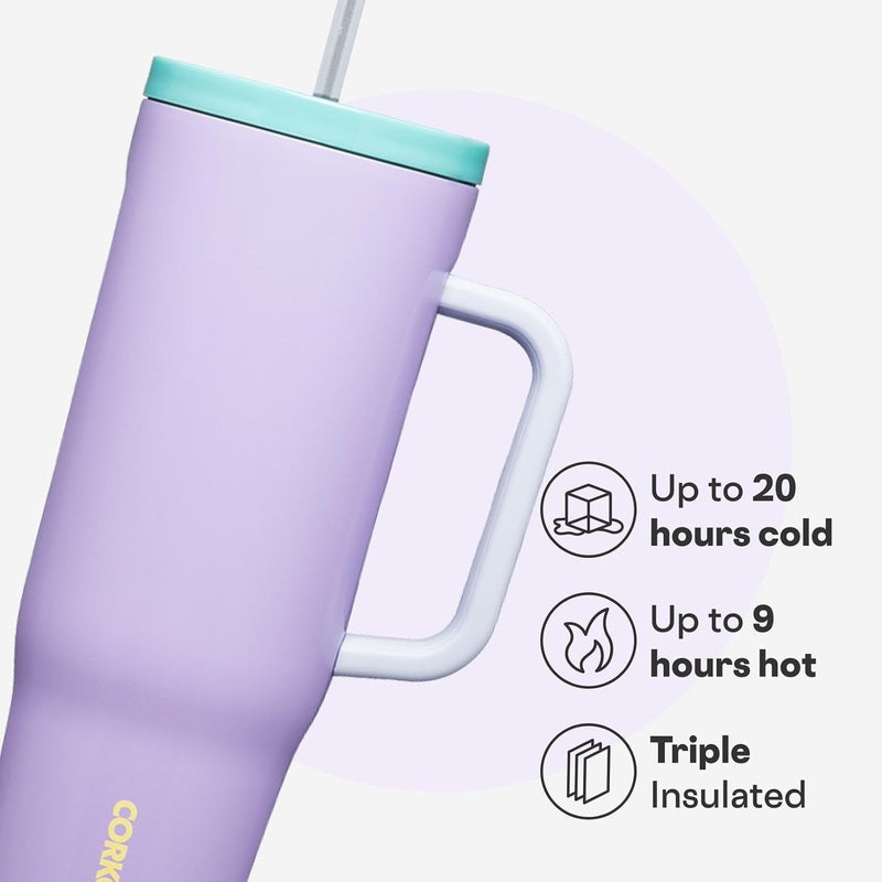 CORKCICLE Cruiser Insulated Tumbler - Keeps Drinks Cold 20 Hours - Triple-Insulated Stainless Steel - Spill-Proof Lid - Summer Drinkware Gift - Keeps Drinks Ice Cold - 40 oz - Purple Dolphin - Image 2