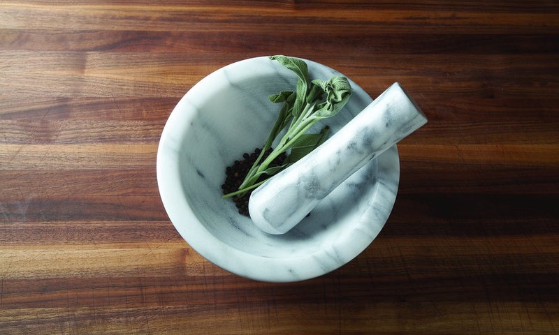 Fox Run Small Marble Mortar and Pestle Set, White, 3.5" - Image 5