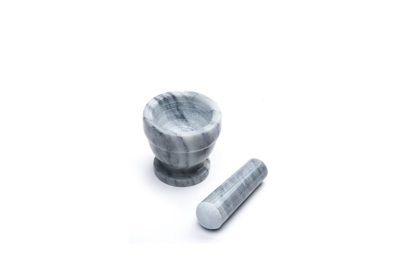 Fox Run Small Marble Mortar and Pestle Set, White, 3.5" - Image 2