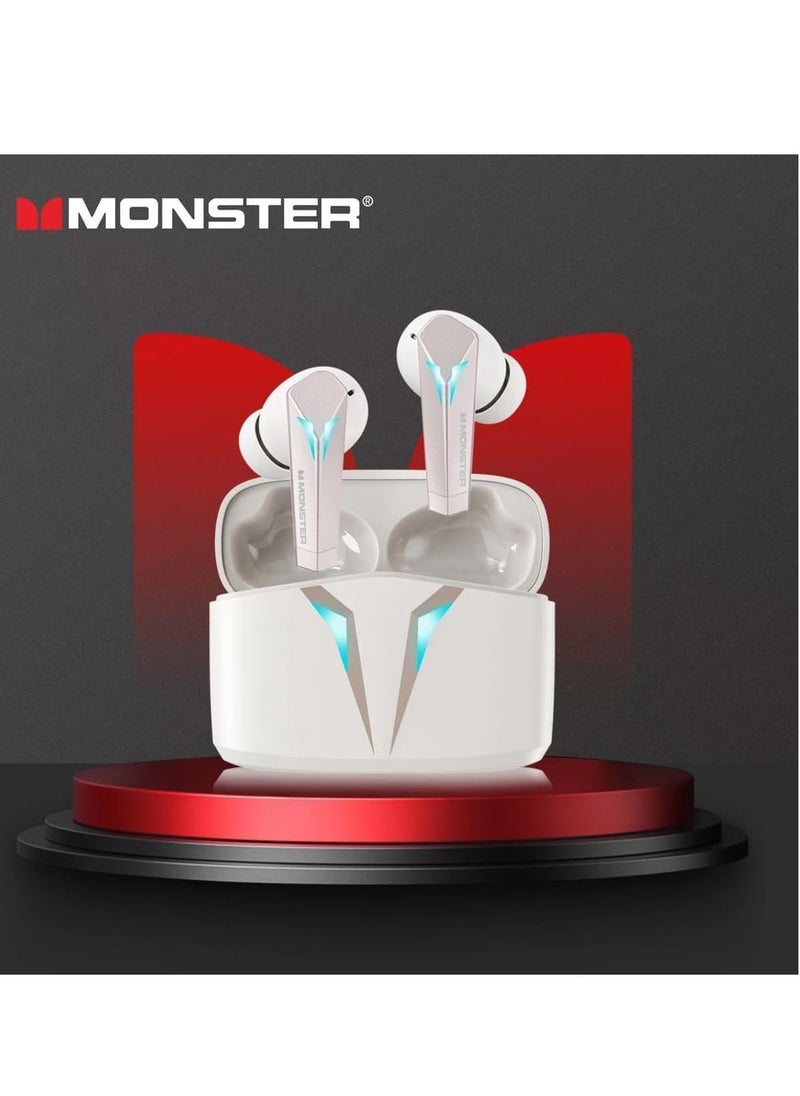 Monster - White Monster XKT06 TWS 5.2 Wireless Headphones Superior Sound Seamless Connectivity - Image 1