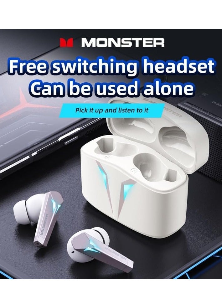 Monster - White Monster XKT06 TWS 5.2 Wireless Headphones Superior Sound Seamless Connectivity - Image 1