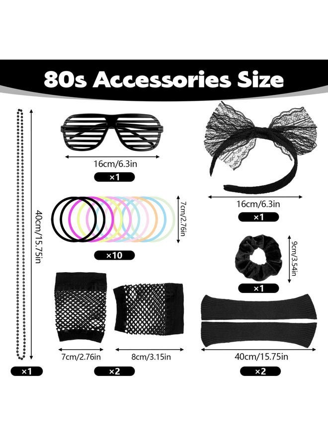 obeoby 80s 90s Outfit Costume Accessories for Women, 80s Party Black Lace Headband Necklace Accessory Sets for Masquerade Retro Party - Image 2
