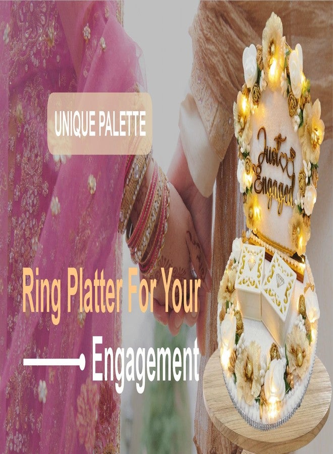 Unique Palette صينية خواتم خطوبة خشبية فريدة وجميلة | صينية خواتم زفاف | ديكور زفاف | صينية خطوبة، حمراء - Image 3