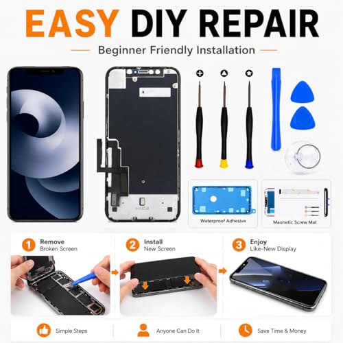 LMQ for iPhone XR Screen Replacement 61inch3D Touch Screen LCD Display Digitizer Assembly with Repair Tools Tempered Glass A1984A2105A2106A2108 - Image 3