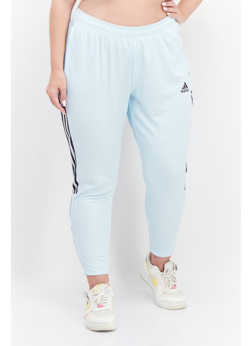 Adidas - Women Plus Size Brand Logo Training Track Pant, Blue - Image 1