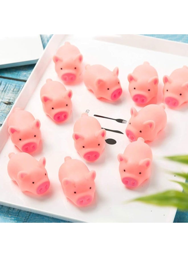 HAKACC 20 PCS mini Rubber Pig Baby Bath Toys Pink Rubber Screaming Sound Piggie Party Favors for Kids - Image 3