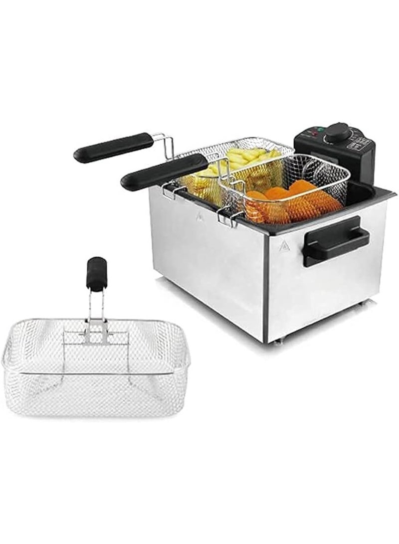 JAMAKY Italy Jamaki Double Electric Fryer, 5 Liters, Stainless Steel, 2400 Watts, Temperature Control - Image 1